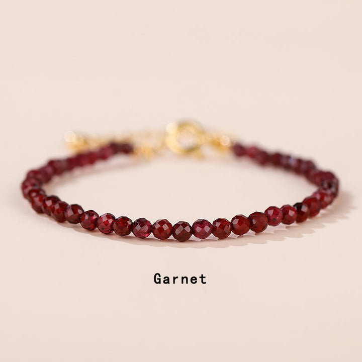Buddha Stones Strawberry Quartz Prehnite Peridot Lazurite Lapis Lazuli Pink Crystal Tourmaline Healing Chain Bracelet - Garnet(Wrist Circumference 14-17cm) - image 18