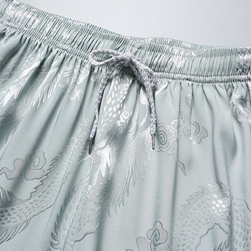 Buddha Stones Dragon Pattern Tang Suit Hanfu Traditional Uniform Short Sleeve Top Pants Clothing Men's Set - image 8