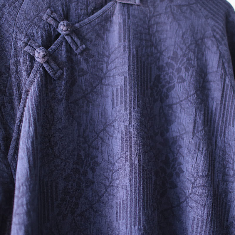 Buddha Stones Flower Jacquard Midi Dress Long Sleeve Cotton Linen Dress Wide Leg Pants With Pockets - image 12