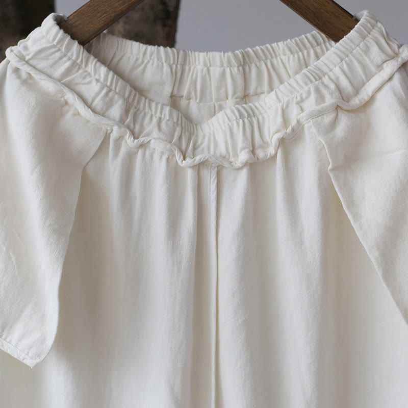 Buddha Stones Flower Jacquard Midi Dress Long Sleeve Cotton Linen Dress Wide Leg Pants With Pockets - image 52