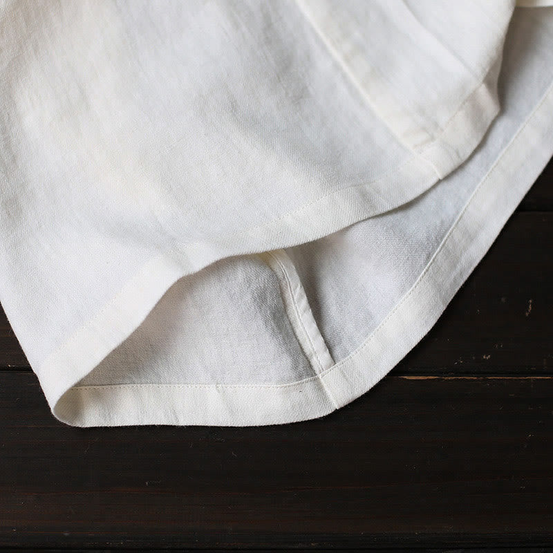 Buddha Stones Flower Jacquard Midi Dress Long Sleeve Cotton Linen Dress Wide Leg Pants With Pockets - image 55