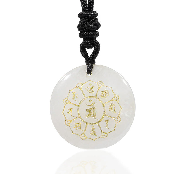 Buddha Stones Om Mani Padme Hum Natural Various Crystal Black Obsidian Strength Necklace Pendant - image 11