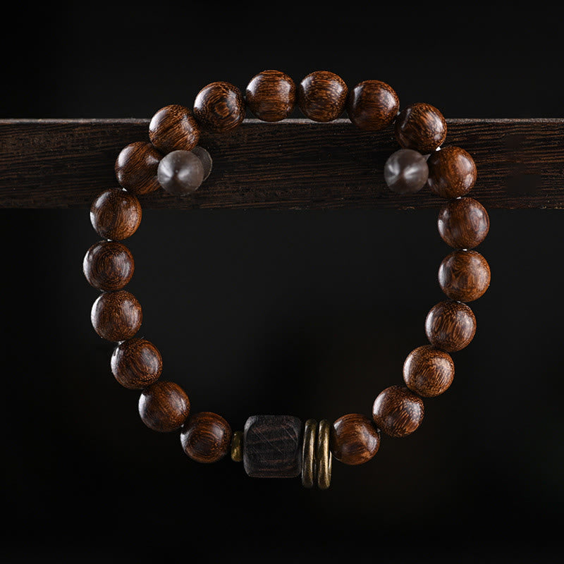 Buddha Stones Sandalwood Ebony Wood Bead Healing Single Double Wrap Bracelet