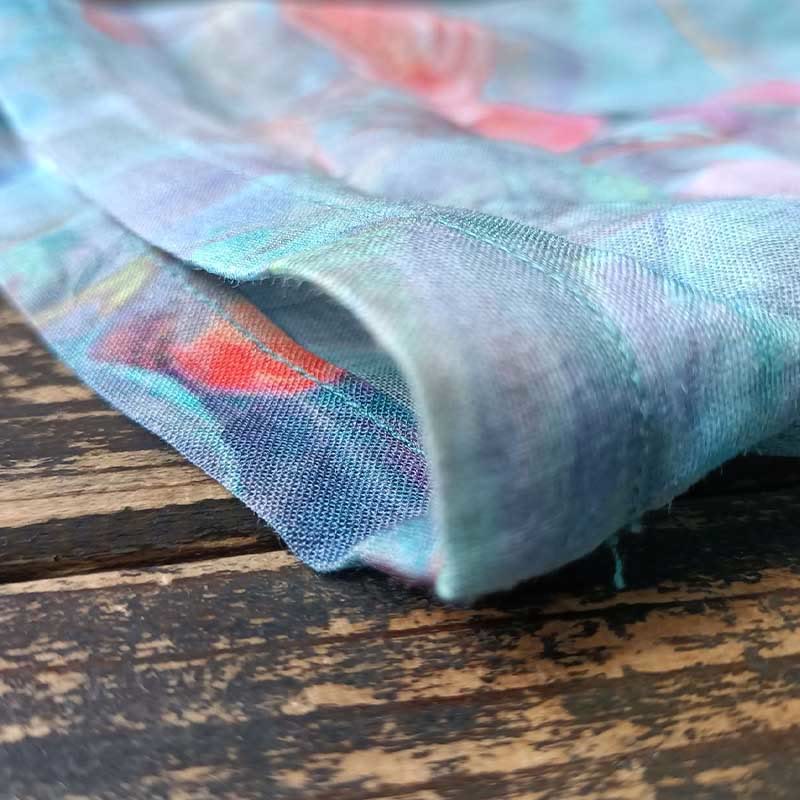 Buddha Stones Pink Flowers Green Leaves Print Frog-button Design Long Sleeve Ramie Linen Jacket Shirt - image 16