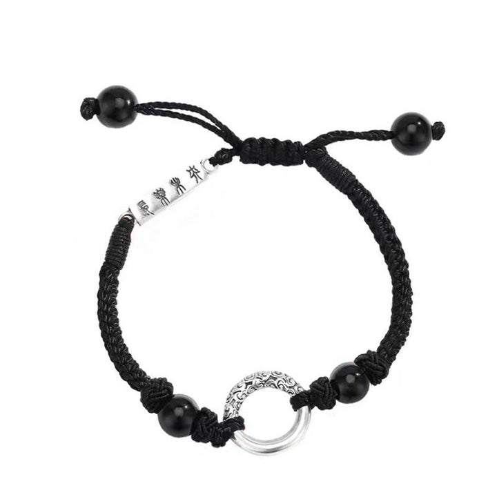 Buddha Stones 925 Sterling Silver Black Onyx Peace Buckle Protection Bracelet - image 11
