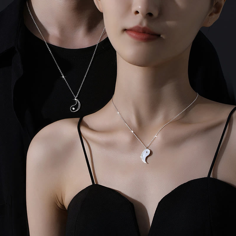 Buddha Stones 925 Sterling Silver Yin Yang Symbol Harmnoy Necklace Pendant - image 3