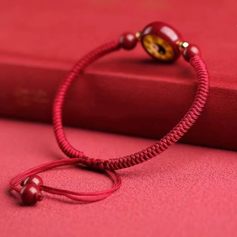 Buddha Stones Lucky Cinnabar Red String Yin Yang Symbol Bagua Blessing Bracelet