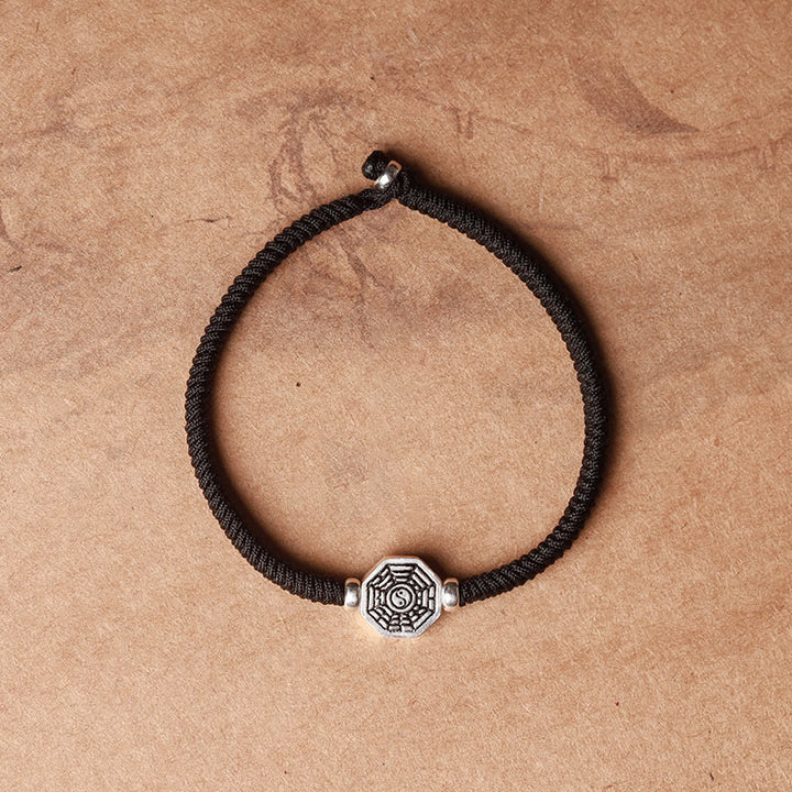 Buddha Stones 925 Sterling Silver Yin Yang Bagua Symbol Cinnabar String Concentration Bracelet - Black Rope - 23cm - image 12