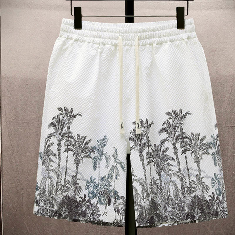 Buddha Stones Landscape Coconut Trees Magpie Pattern Short Sleeve Shorts Men's Set - image 8
