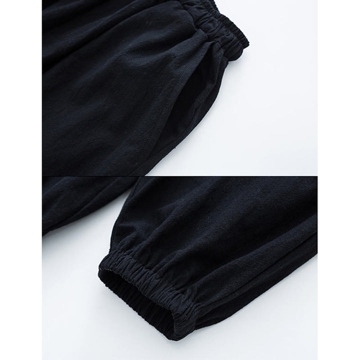 Buddha Stones Solid Color Traditional Short Sleeve T-shirt Pants Clothing Men's Set - image 10