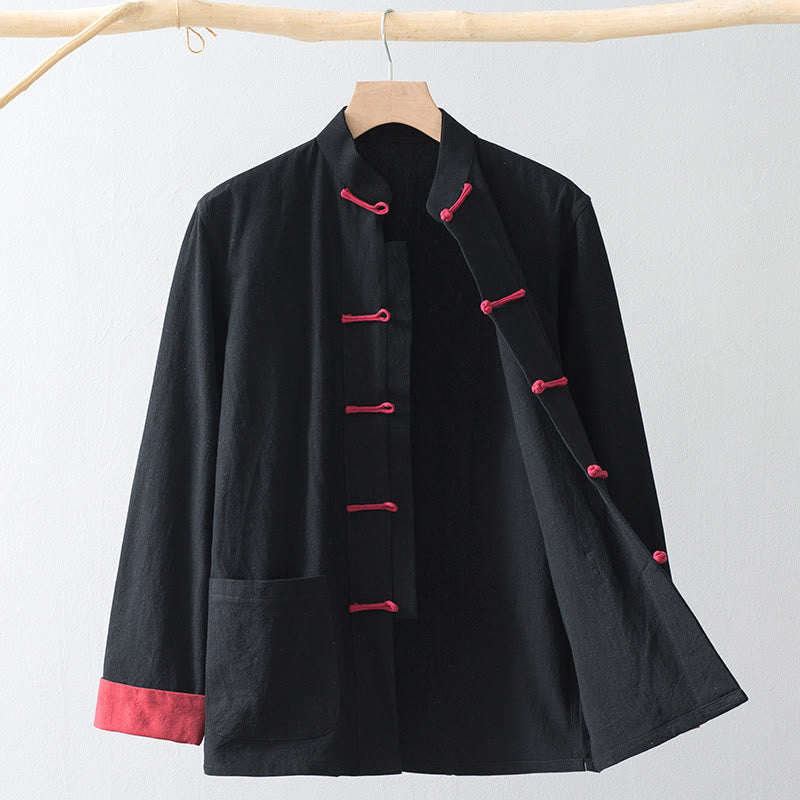 Buddha Stones Frog-Button Chinese Tang Suit Shirt Cotton Linen Men Jacket Clothing - image 1