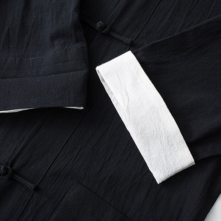 Buddha Stones Frog-Button Chinese Tang Suit Half Sleeve Shirt Cotton Men Clothing With Pockets - image 13