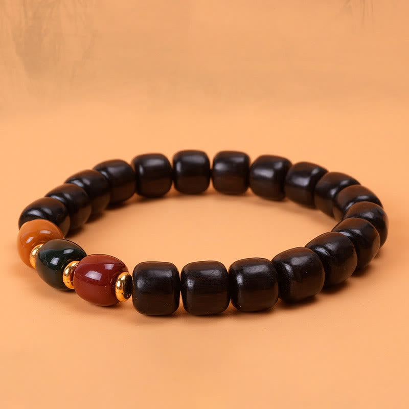 Buddha Stones Ebony Wood Rosewood Peace Balance Bracelet