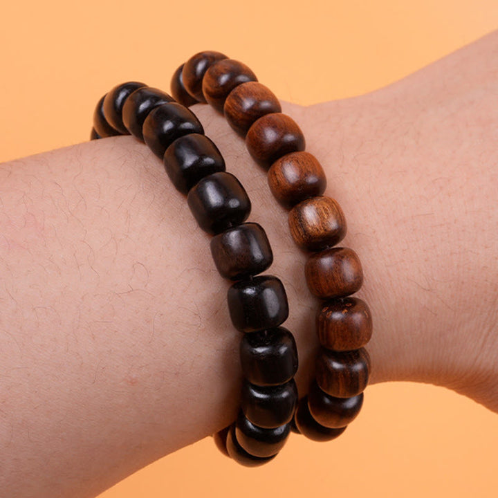 Buddha Stones Ebony Wood Rosewood Peace Balance Bracelet