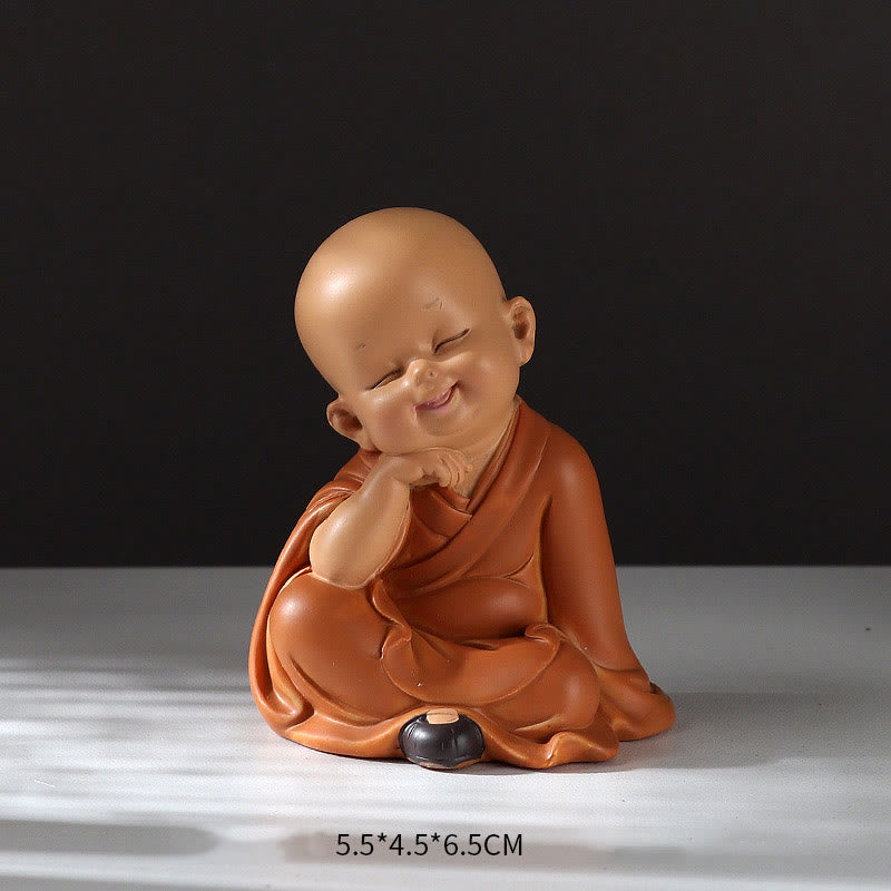Buddha Stones Small Mini Meditation Praying Monk Serenity Resin Home Decoration - Thinking Monk 5.5*4.5*6.5cm - image 5