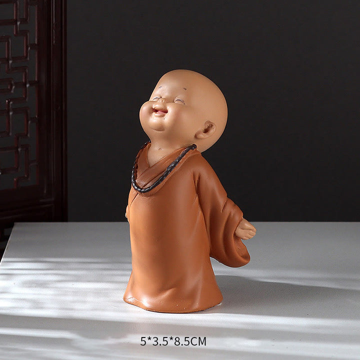 Buddha Stones Small Mini Meditation Praying Monk Serenity Resin Home Decoration - Laughing Monk 5.5*3.5*8.5cm - image 22
