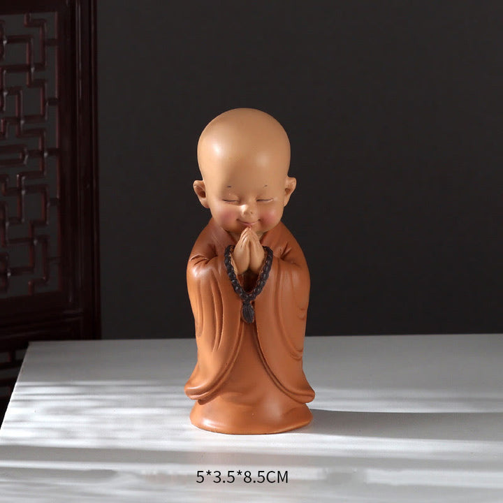 Buddha Stones Small Mini Meditation Praying Monk Serenity Resin Home Decoration - Praying Monk With Head Bowed 5.5*3.5*8.5cm - image 18