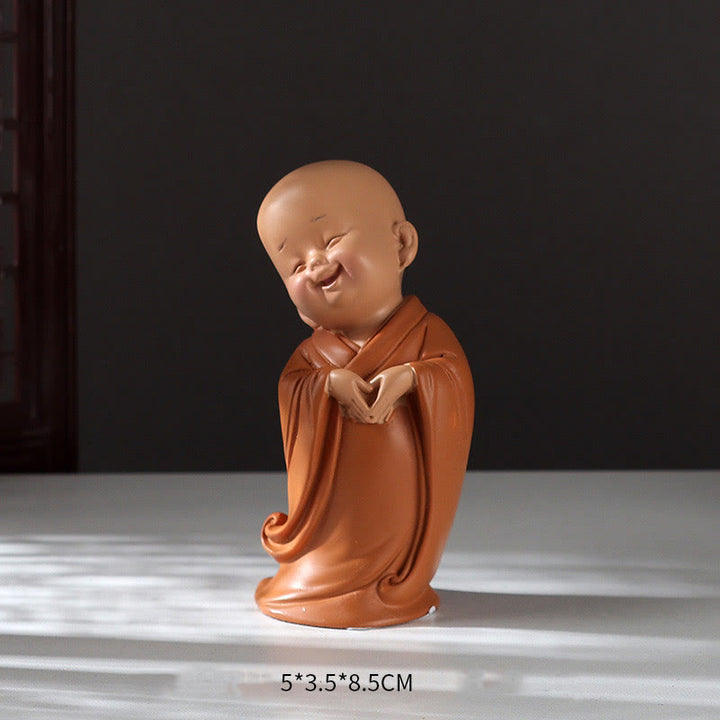 Buddha Stones Small Mini Meditation Praying Monk Serenity Resin Home Decoration - Making Heart Monk 5.5*3.5*8.5cm - image 17