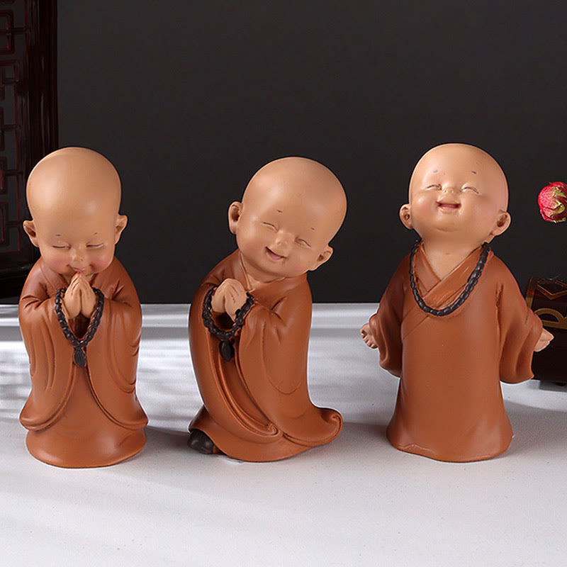 Buddha Stones Small Mini Meditation Praying Monk Serenity Resin Home Decoration