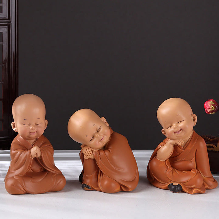 Buddha Stones Small Mini Meditation Praying Monk Serenity Resin Home Decoration