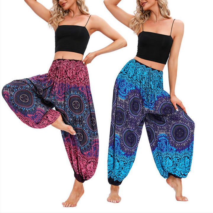 Buddha Stones Casual Loose Compass Pattern Harem Trousers Women's Yoga Pants - image 0
