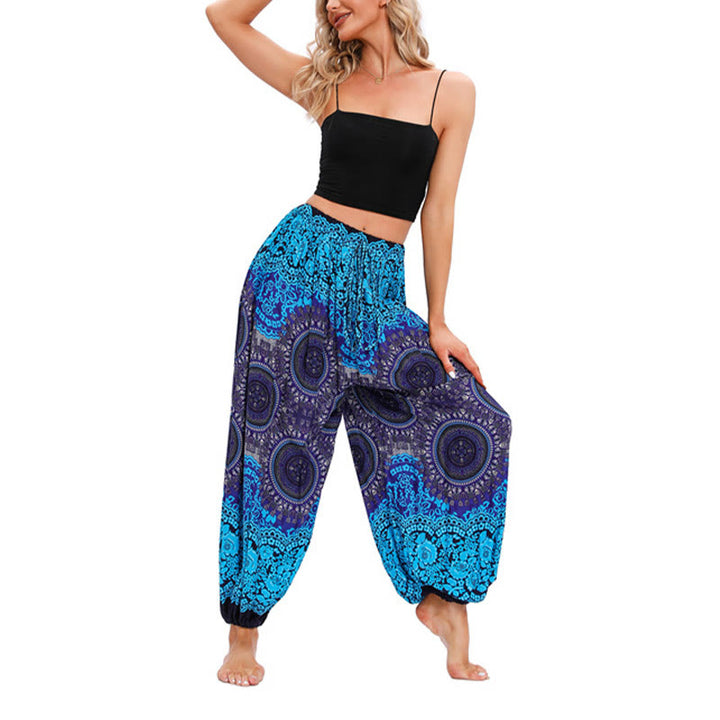 Buddha Stones Casual Loose Compass Pattern Harem Trousers Women's Yoga Pants - image 8