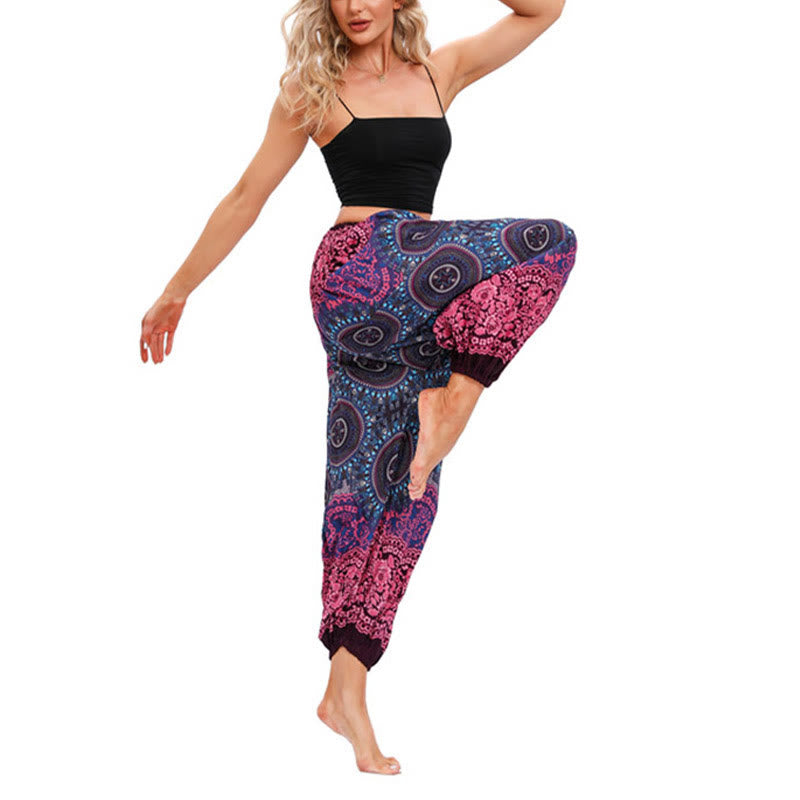 Buddha Stones Casual Loose Compass Pattern Harem Trousers Women's Yoga Pants - image 4
