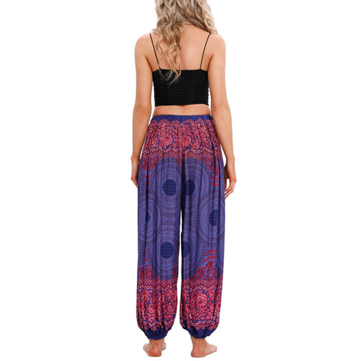 Buddha Stones Loose Circle-shaped Flowers Pattern Harem Trousers Women's Yoga Pants - image 13