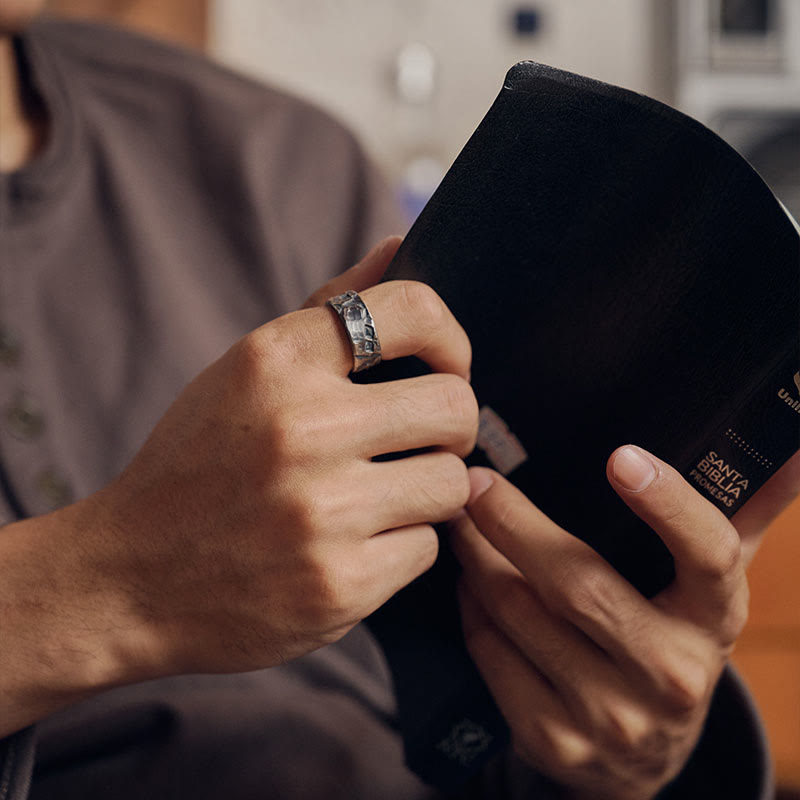 Buddha Stones 999 Sterling Silver Skeleton Pattern Handmade Blessing Ring - image 9