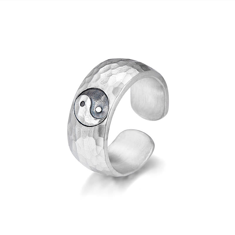 Buddha Stones Handmade 999 Sterling Silver Yin Yang Bagua Symbol Harmony Adjustable Ring - image 10