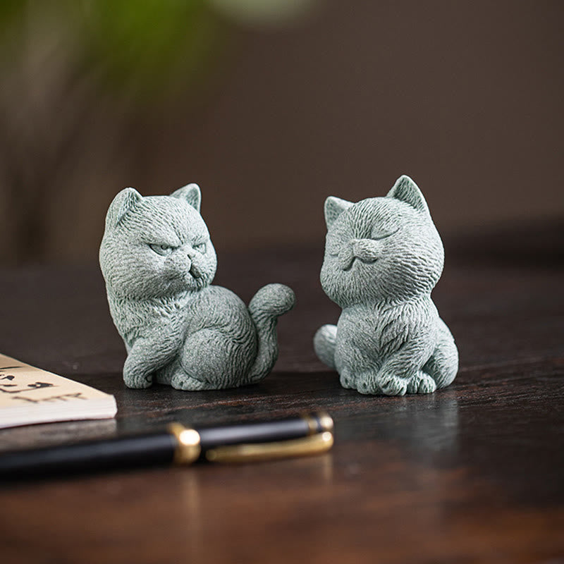 Buddha Stones Small Cat Home Tea Pet Figurine Desk Decoration