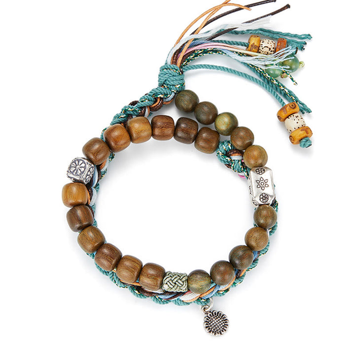 Buddha Stones 925 Sterling Silver Green Sandalwood Bodhi Seed Handmade Positive Bracelet - image 2