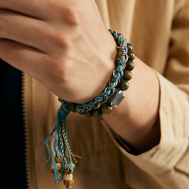 Buddha Stones 925 Sterling Silver Green Sandalwood Bodhi Seed Handmade Positive Bracelet - image 10