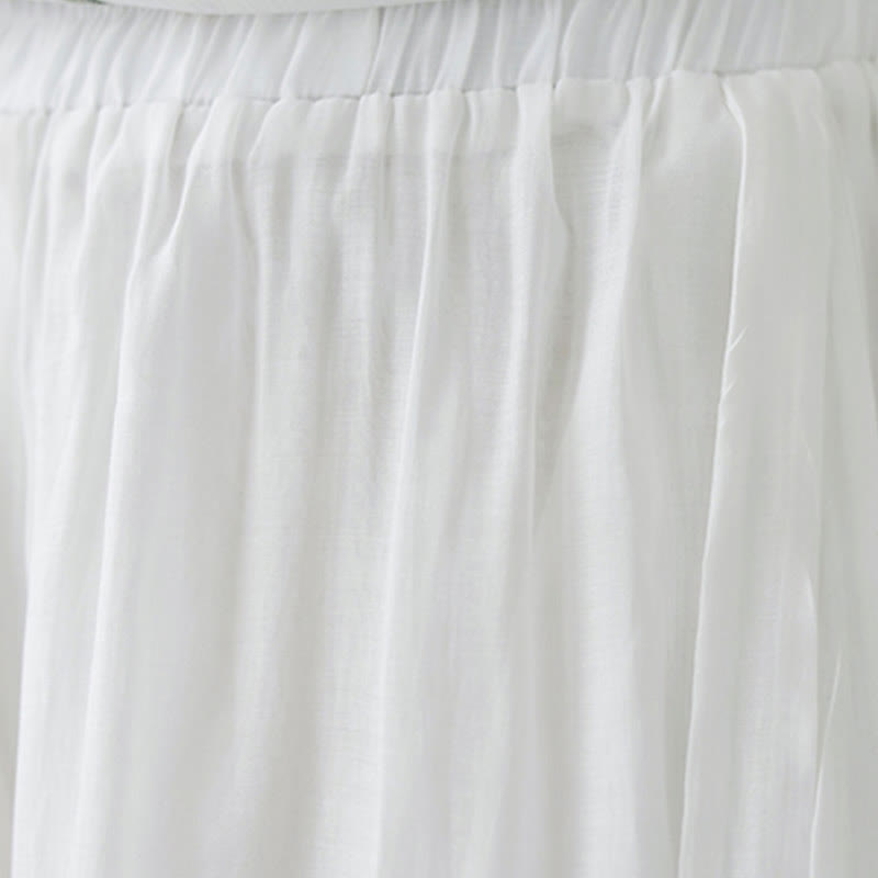 Buddha Stones 2Pcs Flower Embroidery Short Sleeve Tee T-shirt Wide Leg Pants Set - image 24