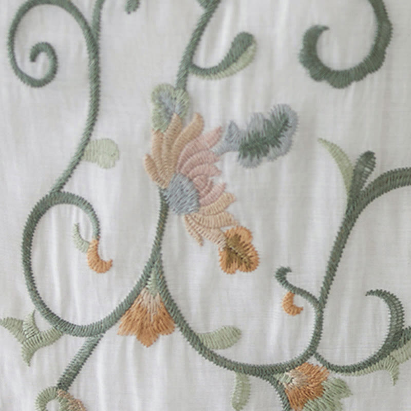 Buddha Stones 2Pcs Flower Embroidery Short Sleeve Tee T-shirt Wide Leg Pants Set - image 18