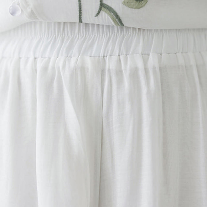 Buddha Stones 2Pcs Flower Embroidery Short Sleeve Tee T-shirt Wide Leg Pants Set - image 23