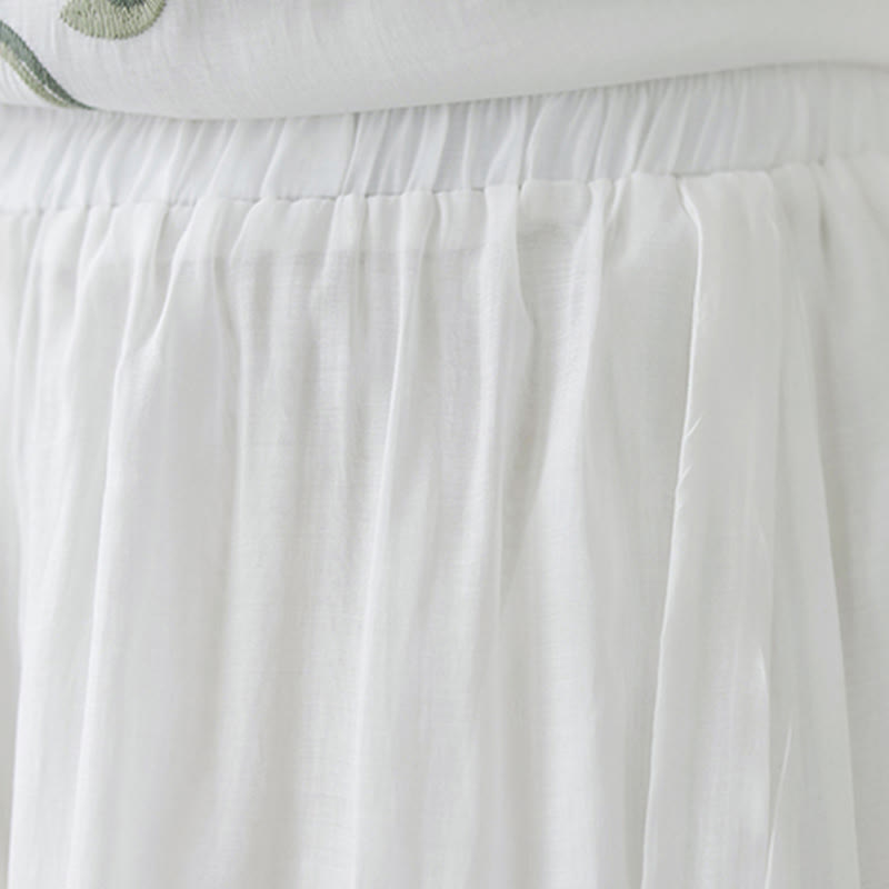 Buddha Stones 2Pcs Flower Embroidery Short Sleeve Tee T-shirt Wide Leg Pants Set - image 25