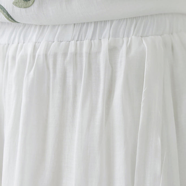 Buddha Stones 2Pcs Flower Embroidery Short Sleeve Tee T-shirt Wide Leg Pants Set - image 25