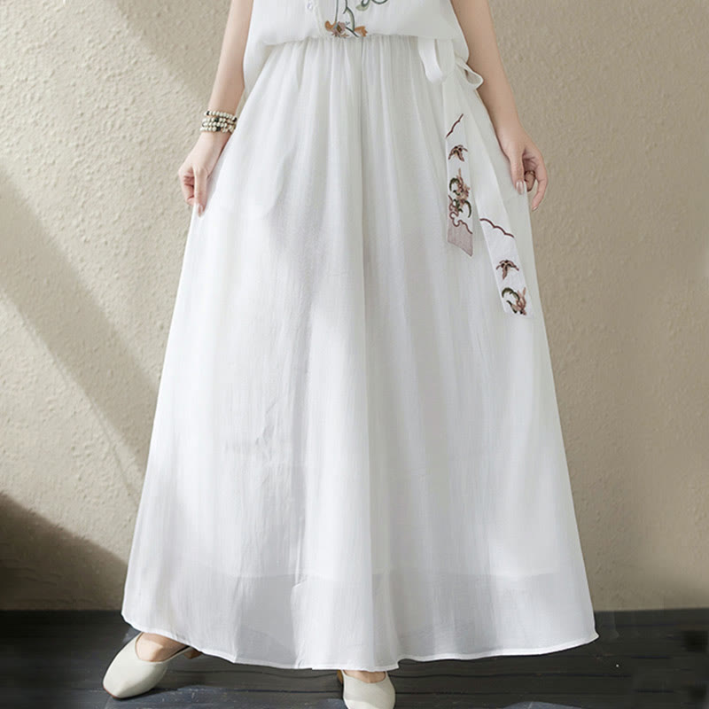 Buddha Stones 2Pcs Flower Embroidery Short Sleeve Tee T-shirt Wide Leg Pants Set - image 22