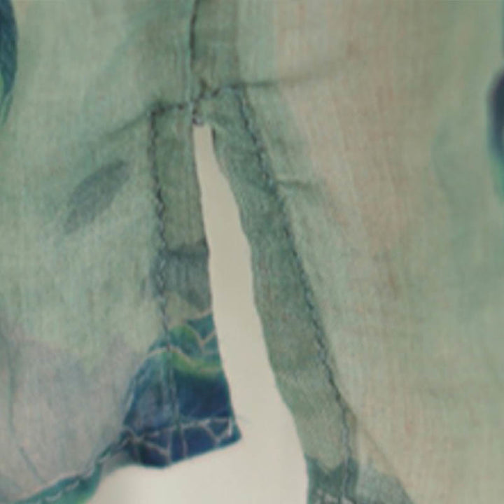 Buddha Stones PLUS SIZE Blue Jacaranda Flower Design Three Quarter Sleeve Ramie Linen Shirt - image 12