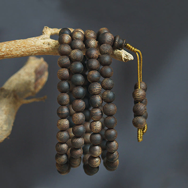 Buddha Stones 7mm 108 Mala Beads Nha Trang Qinan Agarwood Peace Strength Bracelet