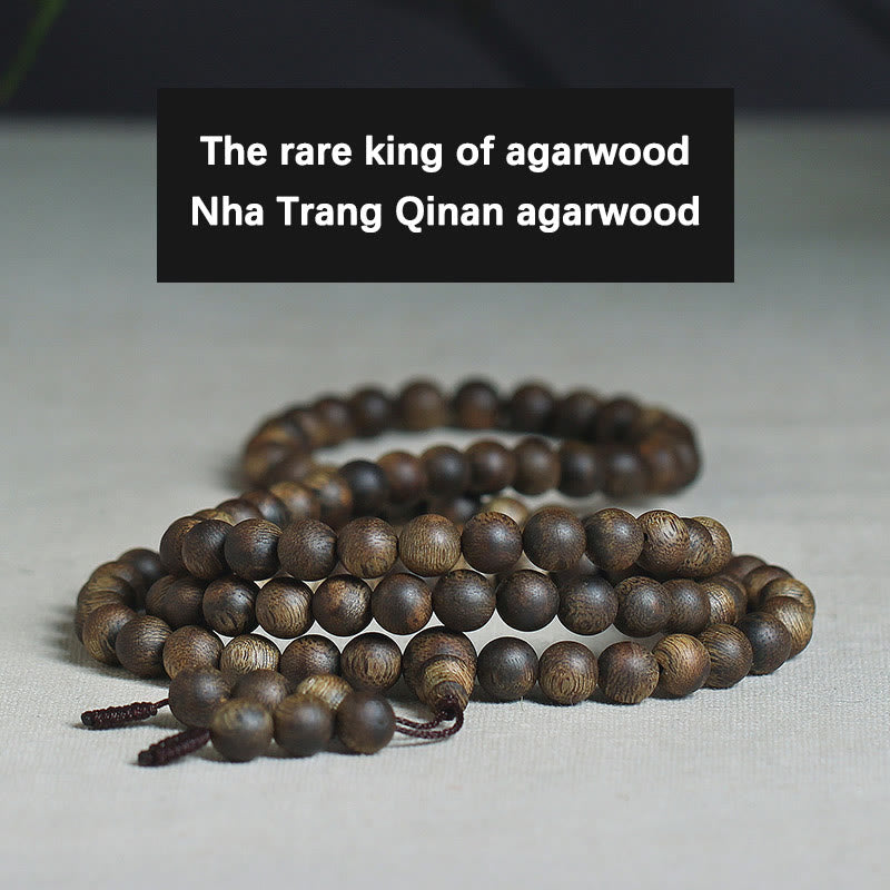 Buddha Stones 108 Mala Beads Nha Trang Soil Buried Qinan Agarwood Balance Strength Bracelet