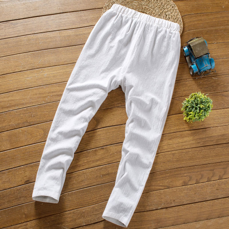 Buddha Stones 2Pcs Solid Color Cotton Button Short Sleeve T-shirt Pants Men's Set - image 8