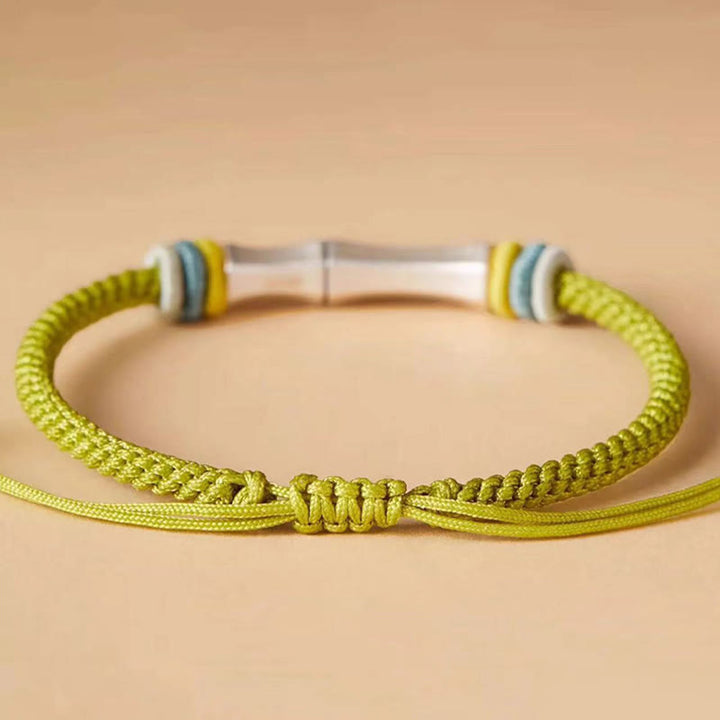 Buddha Stones 999 Sterling Silver Red String Bamboo Enlightenment Bracelet - image 3