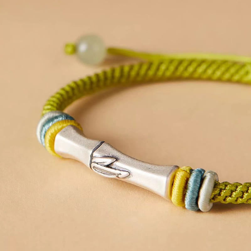 Buddha Stones 999 Sterling Silver Red String Bamboo Enlightenment Bracelet - image 8