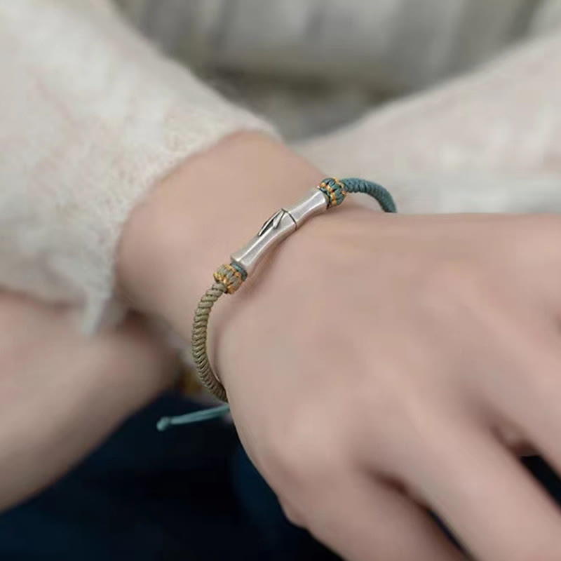 Buddha Stones 925 Sterling Silver Bamboo Protection Braided Bracelet - image 5