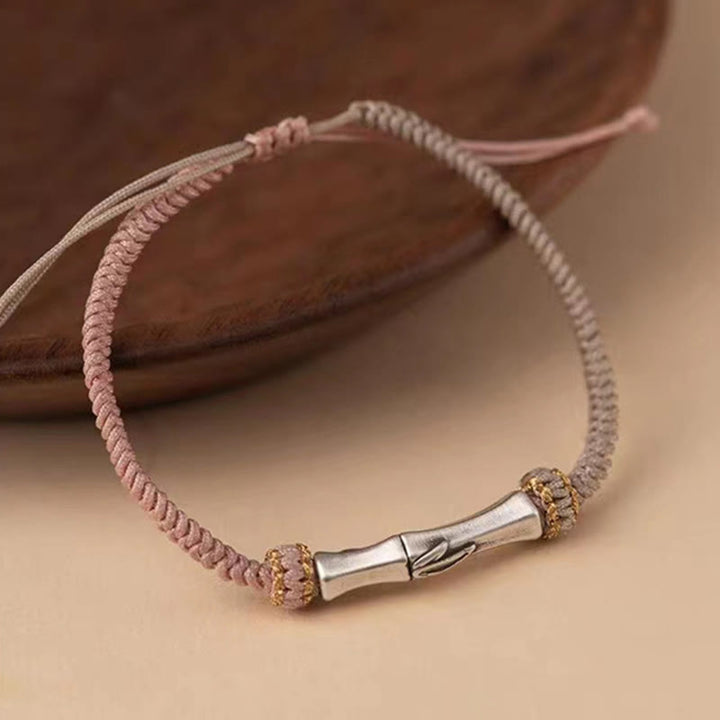 Buddha Stones 925 Sterling Silver Bamboo Protection Braided Bracelet - image 9