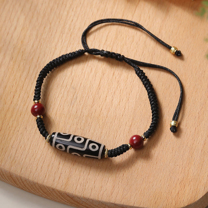 Buddha Stones Handcrafted Tibetan Nine-eye Dzi Bead Protection Bracelet