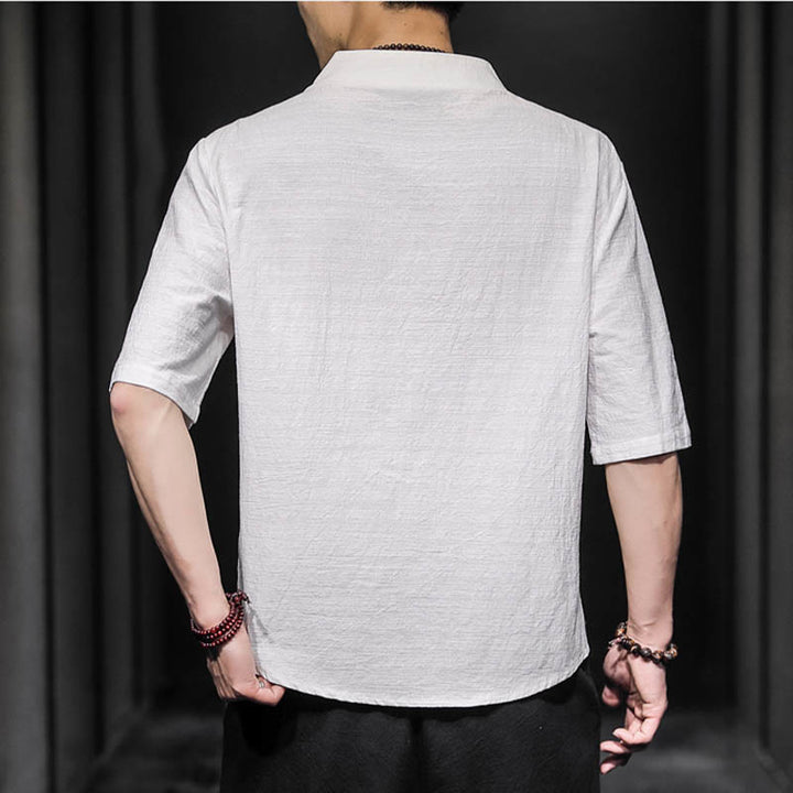 Buddha Stones Casual Summer Half Sleeve Shirt Cotton Men Clothing - image 2