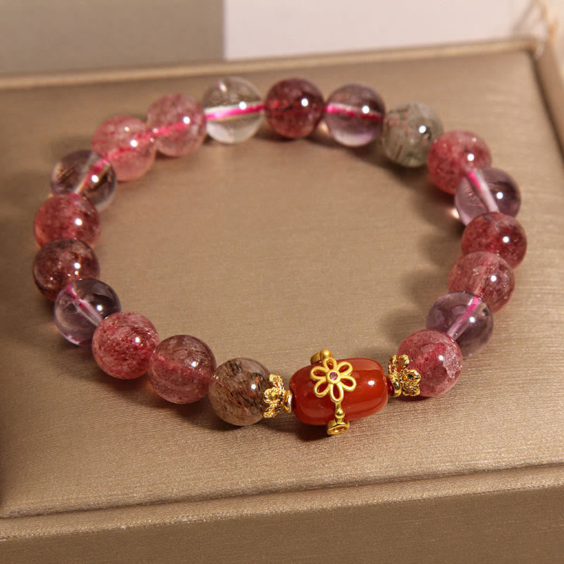 Buddha Stones Natural Super Seven Crystal Red Agate Positivity Bracelet